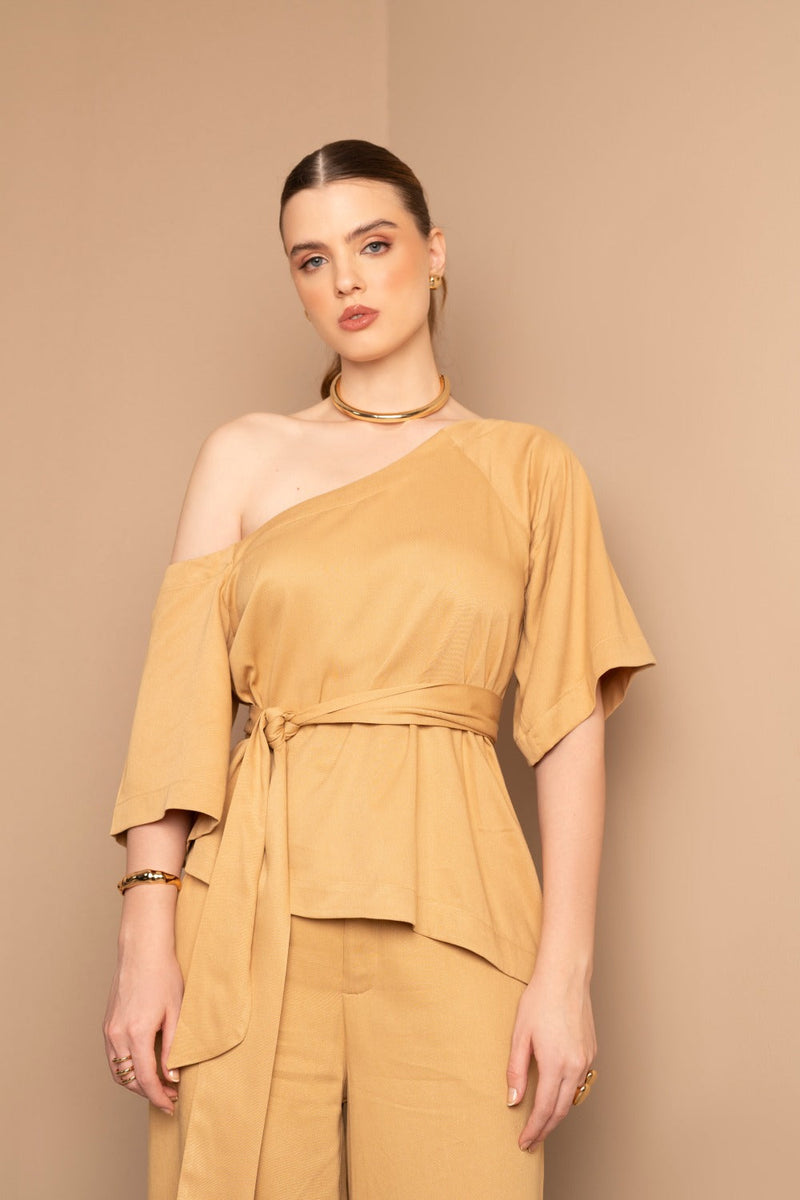 Blusa Feminina Ombro a Ombro com Amarração