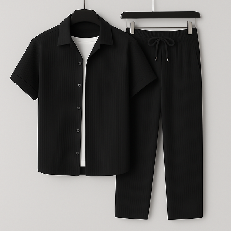 Compre 1 e Leve 2 - Conjunto Masculino Camisa e Calça Moda Verão + Relógio Grátis | Últimas Unidades!