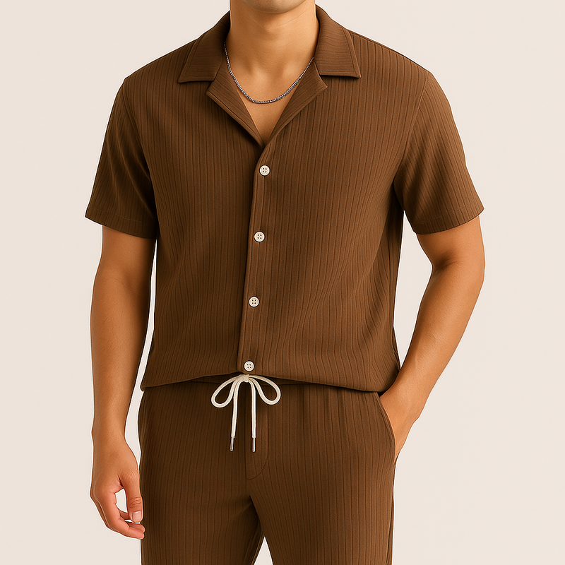 Compre 1 e Leve 2 - Conjunto Masculino Camisa e Calça Moda Verão + Relógio Grátis | Últimas Unidades!