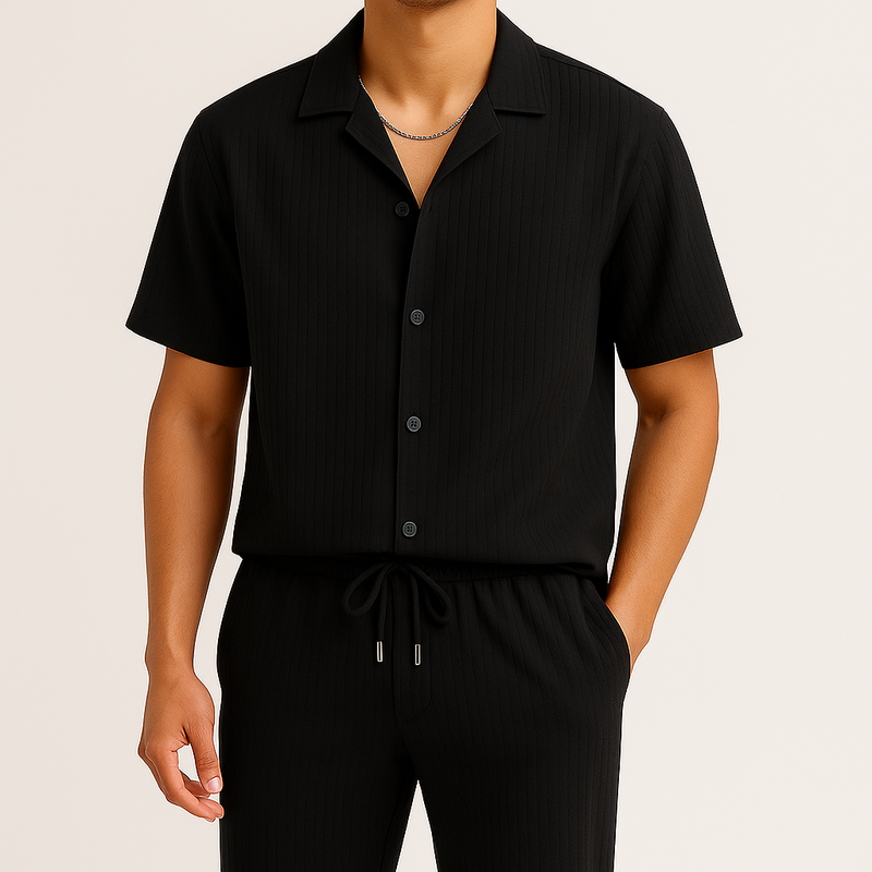 Compre 1 e Leve 2 - Conjunto Masculino Camisa e Calça Moda Verão + Relógio Grátis | Últimas Unidades!