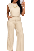Conjunto Feminino Blusa Estruturada e Calça de Cintura Alta