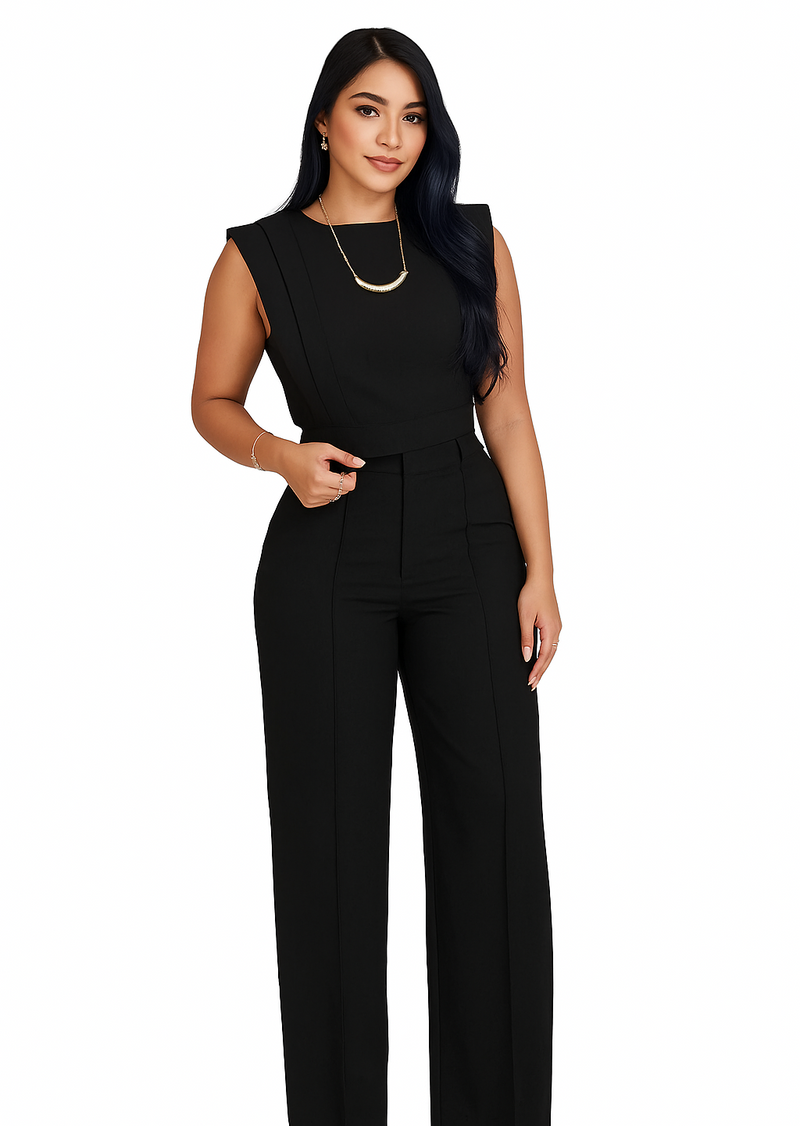 Conjunto Feminino Blusa Estruturada e Calça de Cintura Alta