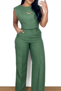 Conjunto Feminino Blusa Estruturada e Calça de Cintura Alta