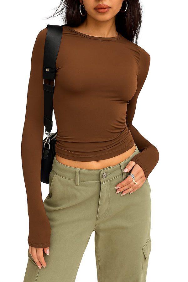 Blusa Feminina de Manga Longa Ajustada