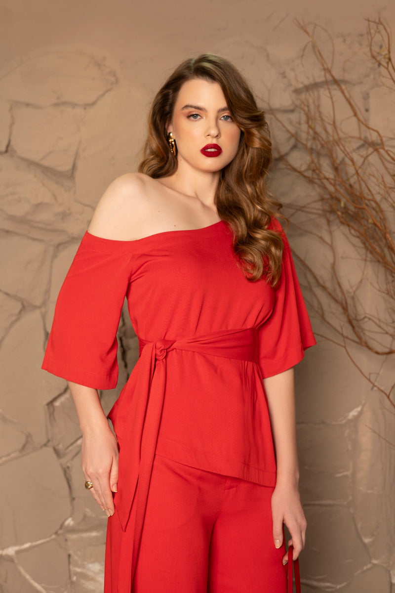Blusa Feminina Ombro a Ombro com Amarração