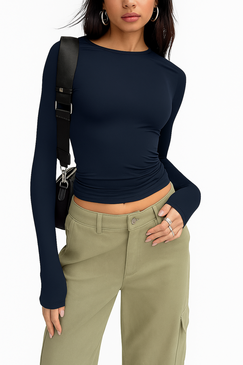 Blusa Feminina de Manga Longa Ajustada