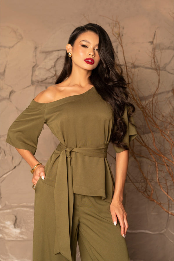 Blusa Feminina Ombro a Ombro com Amarração