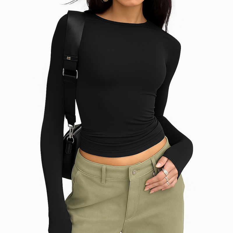 Blusa Feminina de Manga Longa Ajustada
