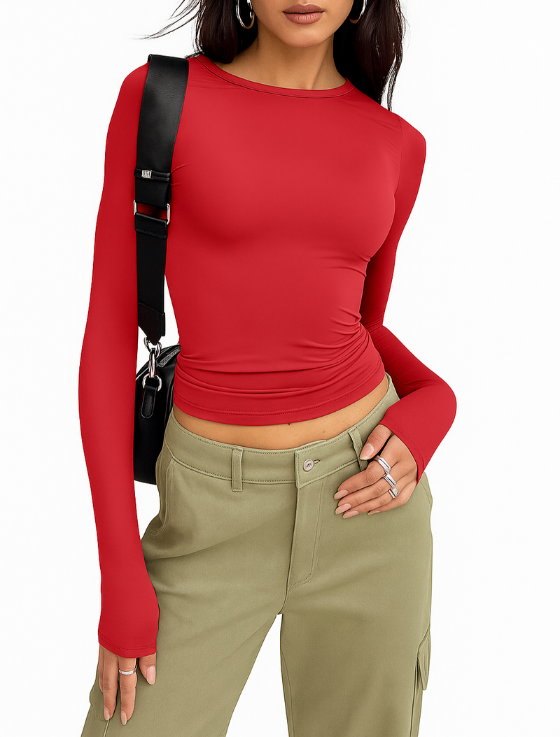Blusa Feminina de Manga Longa Ajustada